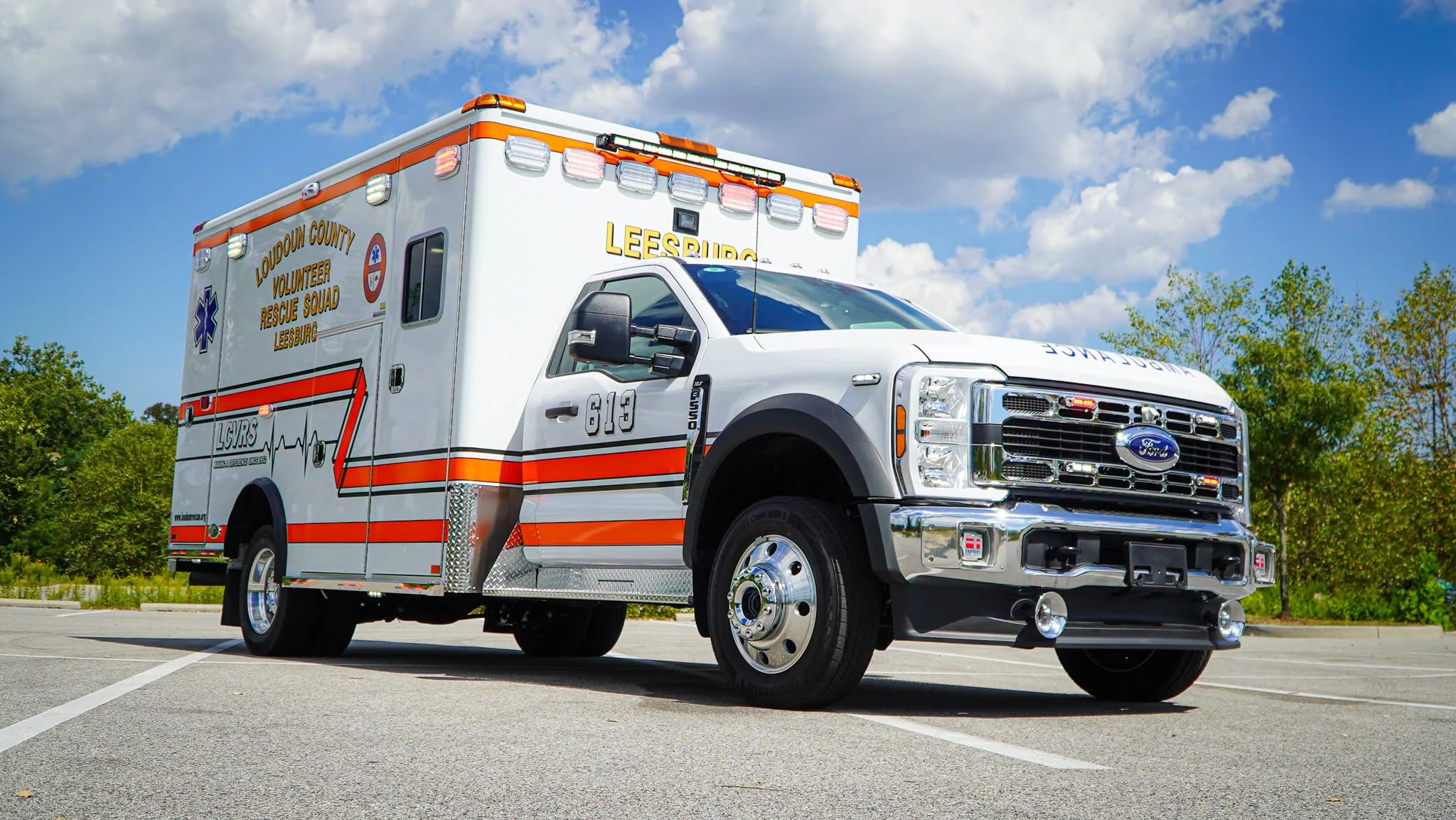 LCVRS ambulance parked outside under a blue sky